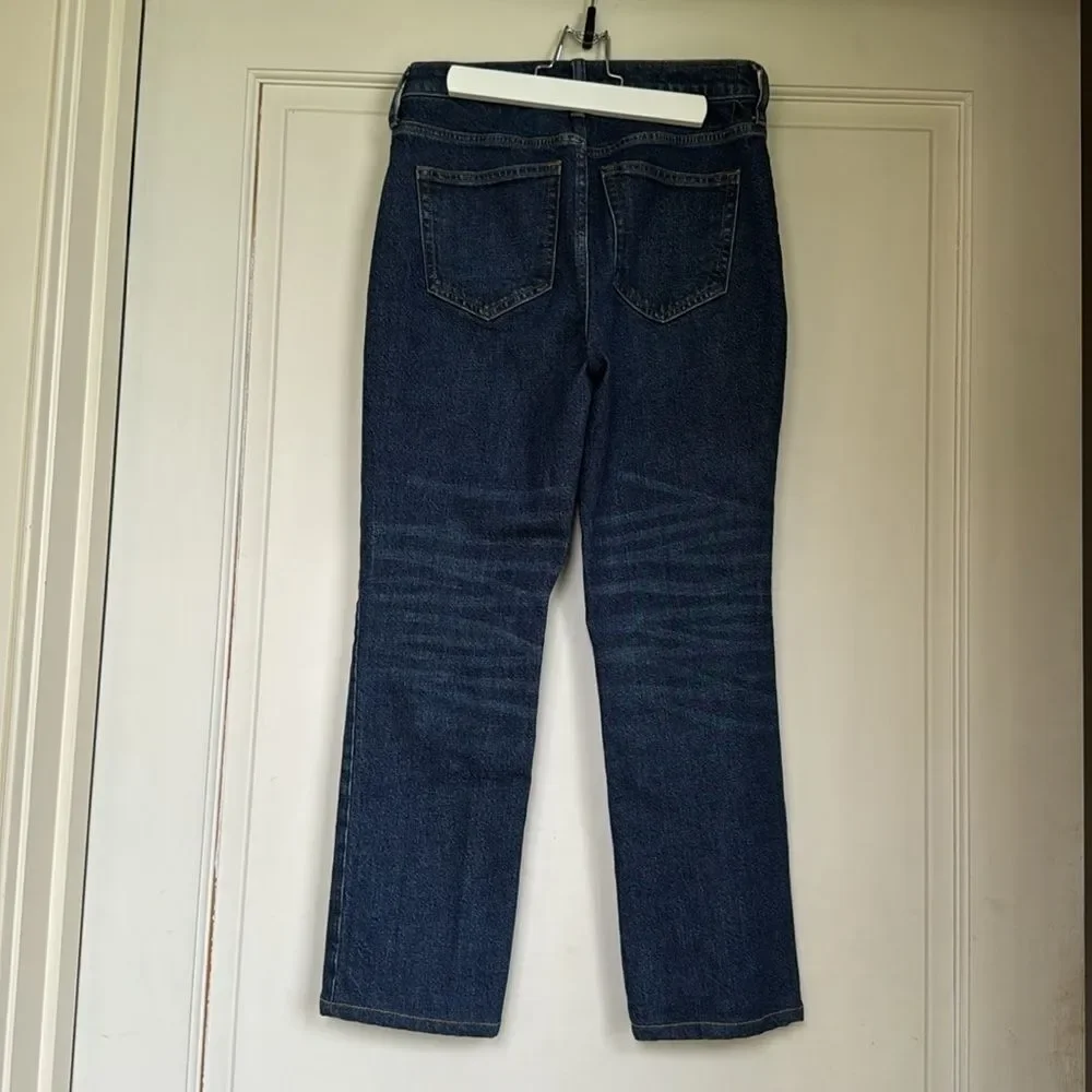 J. Crew Dark Indigo Straight Jeans Cropped, Like New Worn Once